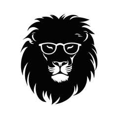 Fototapeta premium Lion head with sunglasses. Vector illustration isolated on white background.