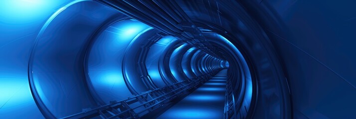 Futuristic Blue Tunnel with Abstract Design