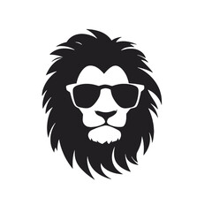 Lion with sunglasses Silhouette 