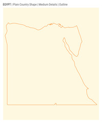 Egypt plain country map. Medium Details. Outline style. Shape of Egypt. Vector illustration.