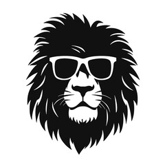 Lion with sunglasses Silhouette 