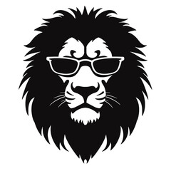 Lion with sunglasses Silhouette 