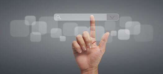 Hand pushing on  touch screen interface