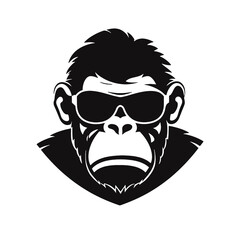 Monkey Wear A Black Sunglasses