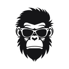 Monkey Wear A Black Sunglasses