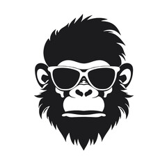 Monkey Wear A Black Sunglasses