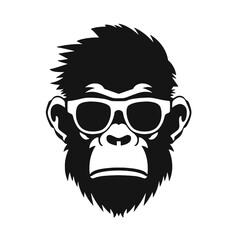 Monkey Wear A Black Sunglasses