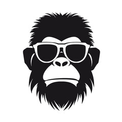 Monkey Wear A Black Sunglasses