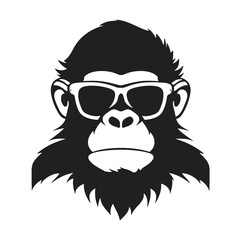 Monkey Wear A Black Sunglasses