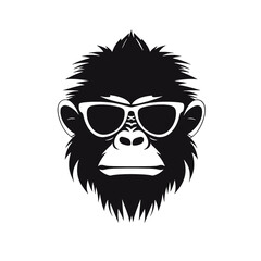 Monkey Wear A Black Sunglasses
