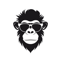 Monkey Wear A Black Sunglasses