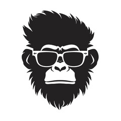 Monkey Wear A Black Sunglasses