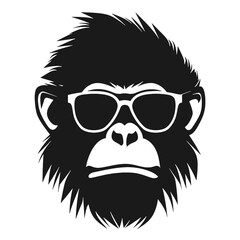Monkey Wear A Black Sunglasses