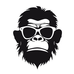 Monkey Wear A Black Sunglasses