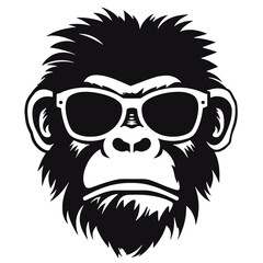 Fototapeta premium Monkey head with sunglasses