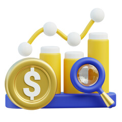  Investment Analysis 3d, 3d icon, 3d illustration, style, render, rendering, Suitable for website, mobile app, print, presentation, infographic and any other project.