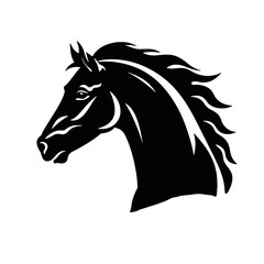 Fototapeta na wymiar black mustang - horse side view vector silhouette