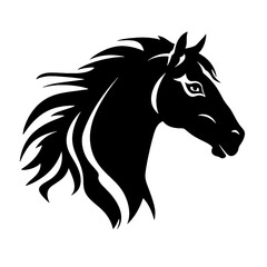 black mustang -  horse side view vector silhouette