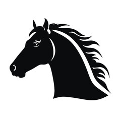 black mustang -  horse side view vector silhouette