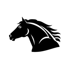 black mustang -  horse side view vector silhouette