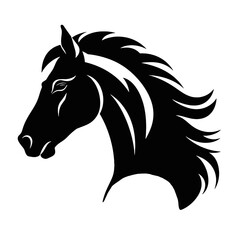 black mustang -  horse side view vector silhouette