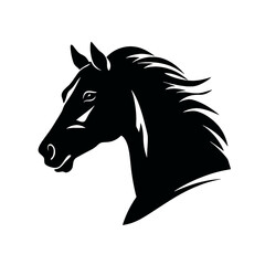 black mustang -  horse side view vector silhouette