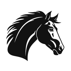 black mustang -  horse side view vector silhouette