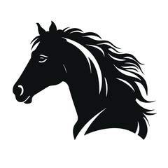 black mustang -  horse side view vector silhouette