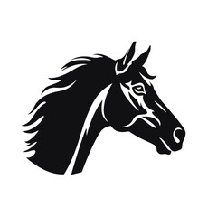 black mustang -  horse side view vector silhouette