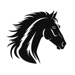 black mustang -  horse side view vector silhouette