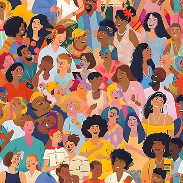 Large group of happy multiethnic and multi-generation people celebrating together in a joyous atmosphere.