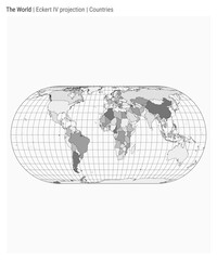World Map. Eckert IV projection. Countries style. High Detail World map for infographics, education, reports, presentations. Vector illustration.