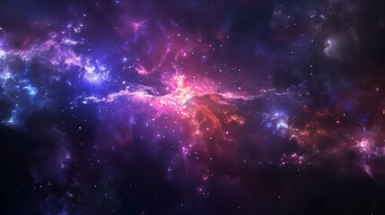 Picturesque galaxy adorned with vivid nebulas - obrazy, fototapety, plakaty