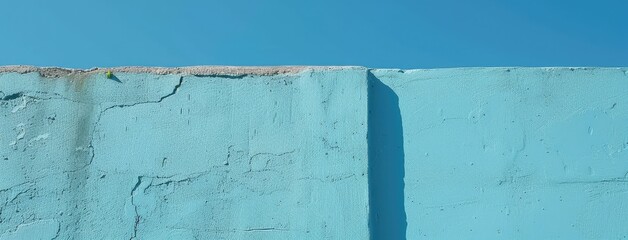 Vintage Blue Wall Texture with Cracks and Shadows