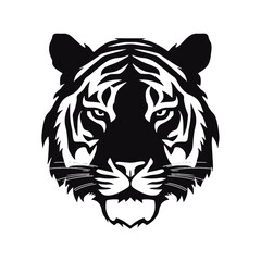 tiger animal illustration , tiger with glasses isolated white background. Tiger logo design