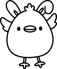 Cute chicken Easter day outline coloring