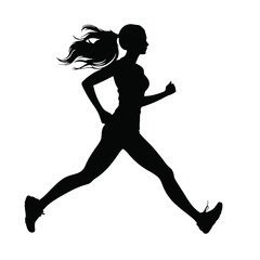Vector silhouette of a  women runner 
