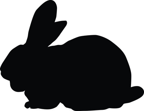 Silhouette of a rabbit full body illustration. Animal wildlife activity in vector format