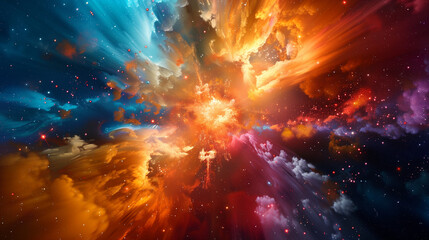 colorful bigbang explosion in the universe. - obrazy, fototapety, plakaty