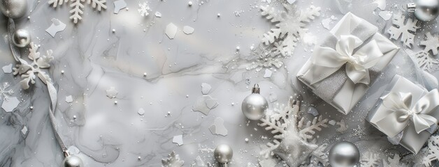 Elegant Christmas Decorations and Gifts on Marble