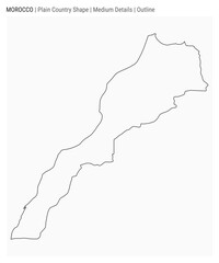 Morocco plain country map. Medium details. Outline style. Shape of Morocco. Vector illustration.