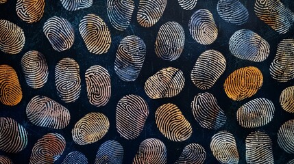 A photograph of a defendants fingerprints is displayed in court as evidence representing their unique identity in the legal system. - obrazy, fototapety, plakaty