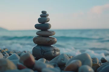 Deurstickers stones on the beach © Nazir