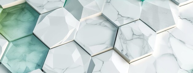 Elegant Geometric Marble Tiles with Gold Accents