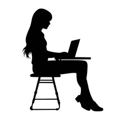  woman is working on the laptop 