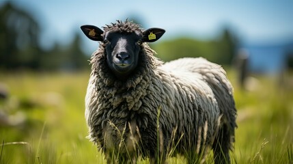 Sheep in a meadow close-up