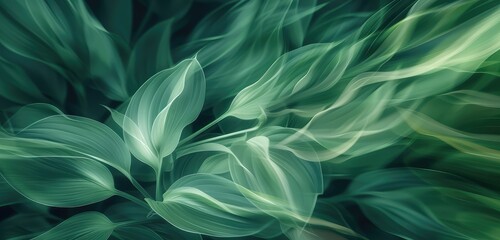 Abstract Green Leaves with Elegant Motion Blur