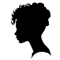 Woman head  in profile. Beautiful female face profile , black silhouette  avatar  ,portraits with hairstyle vector