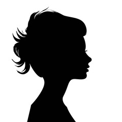 Woman head  in profile. Beautiful female face profile , black silhouette  avatar  ,portraits with hairstyle vector