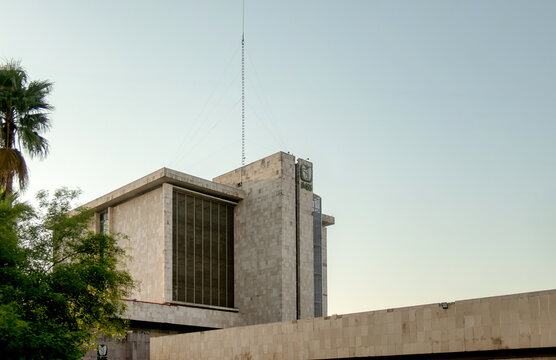 A building with an IMSS tower in Monterrey Nuevo Leon Mexico
